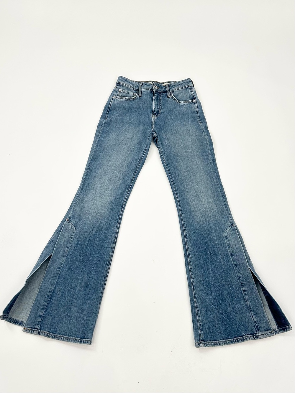 Pilcro Anthropologie Bootcut Slim Jeans Side Slit Light Wash Size 25